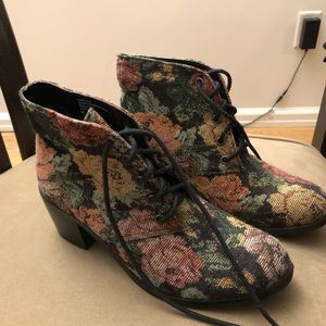 Floral lace up combat boots
